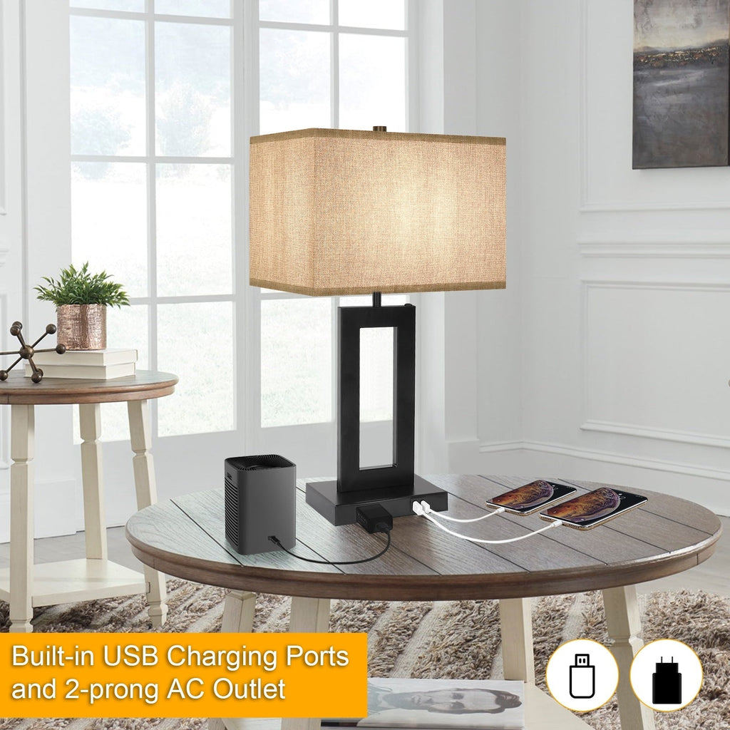 22 Gray USB Table Lamp Set With Touch Control