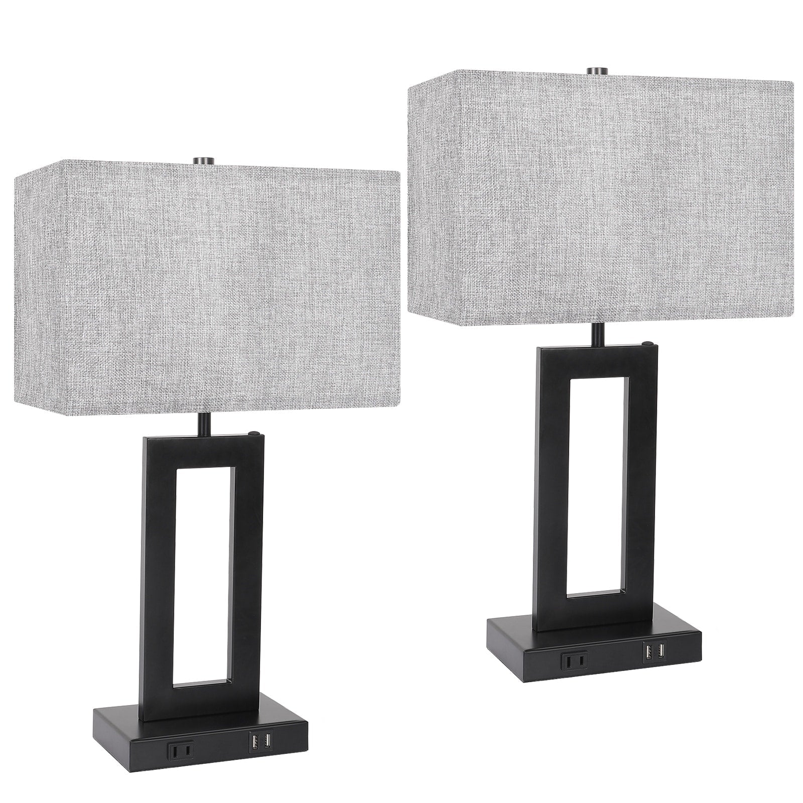 22 Gray USB Table Lamp Set With Touch Control