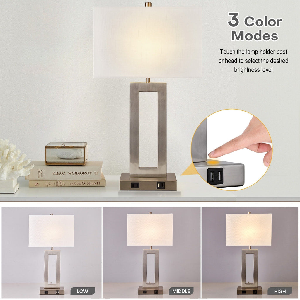 22 Gray USB Table Lamp Set With Touch Control