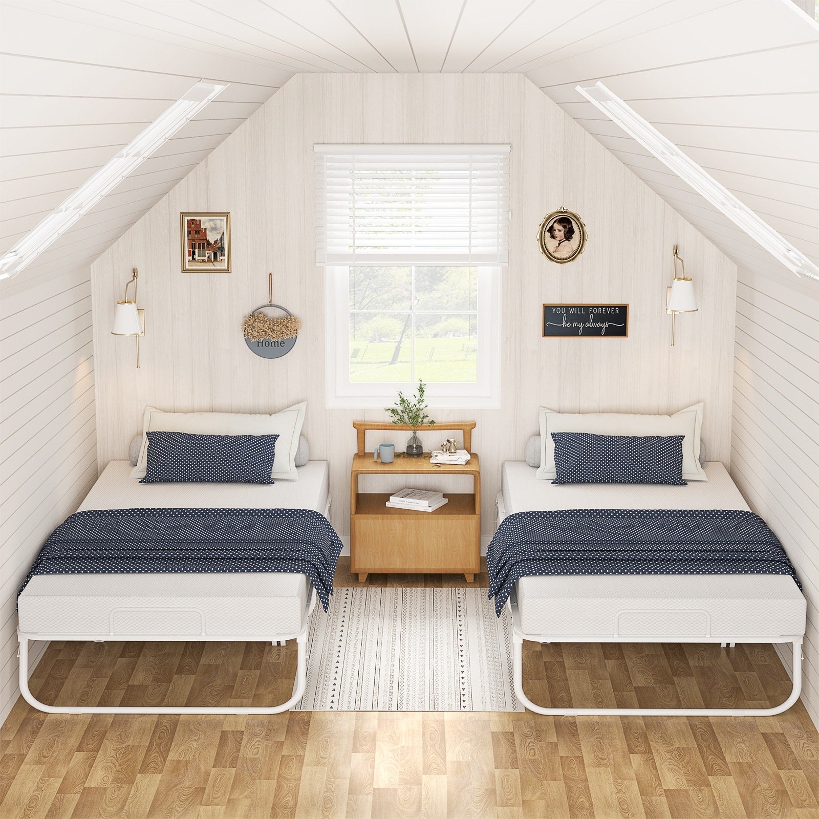 38'' Folding Bed with Mattress, Portable Foldable Bed with Storage Cover