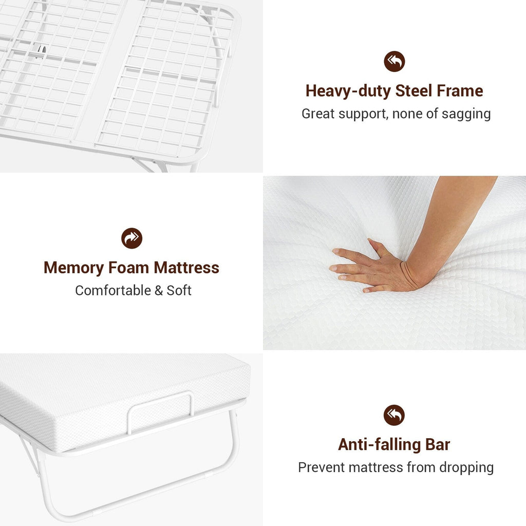 38'' Folding Bed with Mattress, Portable Foldable Bed with Storage Cover