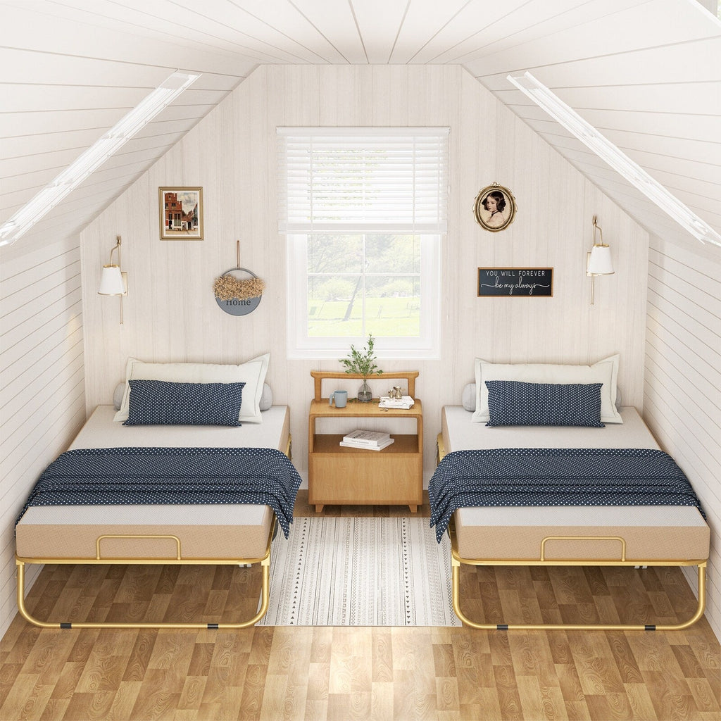 38'' Folding Bed with Mattress, Portable Foldable Bed with Storage Cover