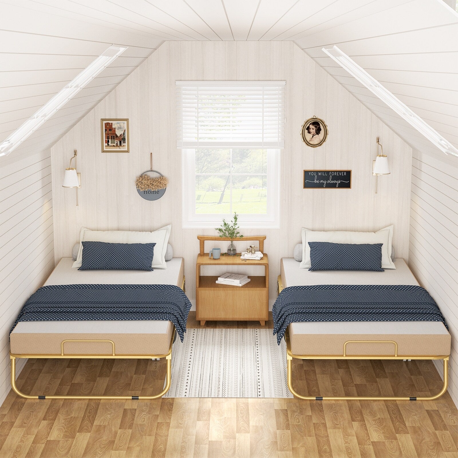 38'' Folding Bed with Mattress, Portable Foldable Bed with Storage Cover