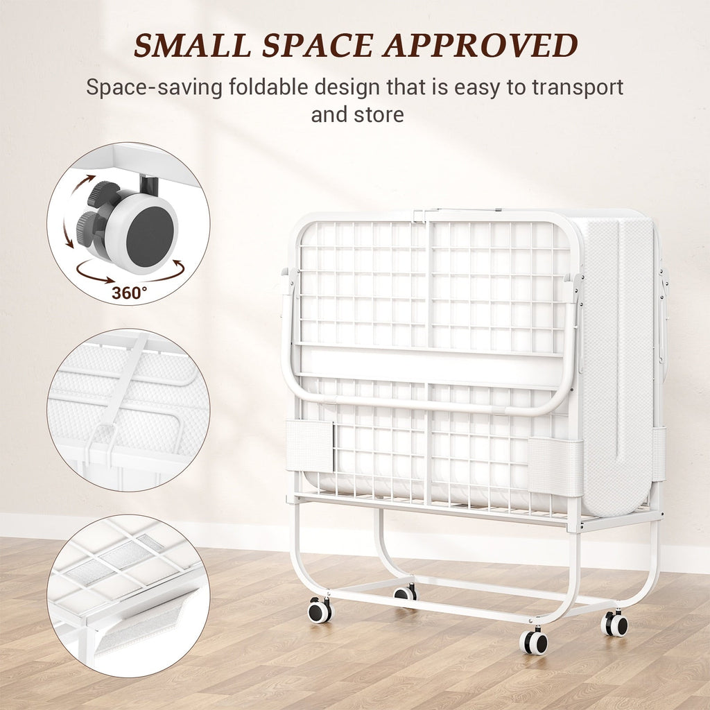 38'' Folding Bed with Mattress, Portable Foldable Bed with Storage Cover