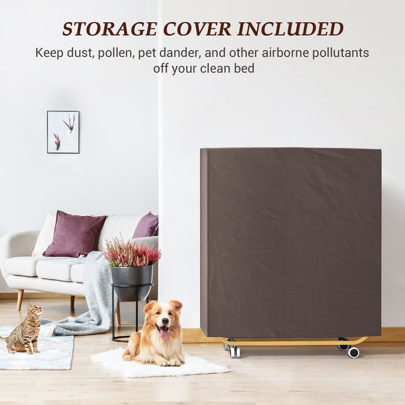 38'' Folding Bed with Mattress, Portable Foldable Bed with Storage Cover