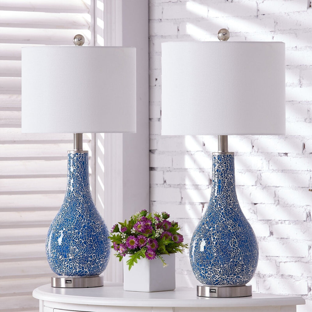 25.25 Glass Table Lamp Set with USB (Set of 2)