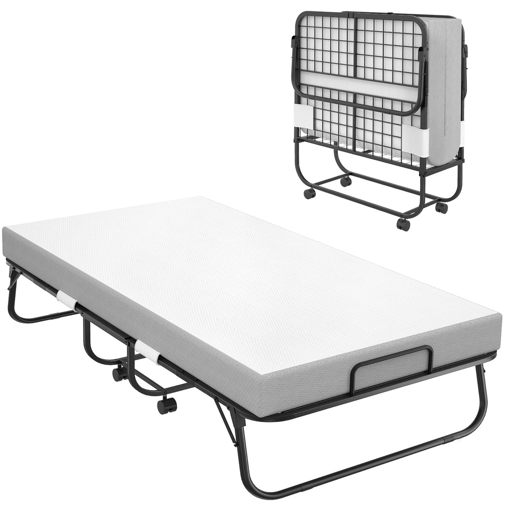 38'' Folding Bed with Mattress, Portable Foldable Bed with Storage Cover