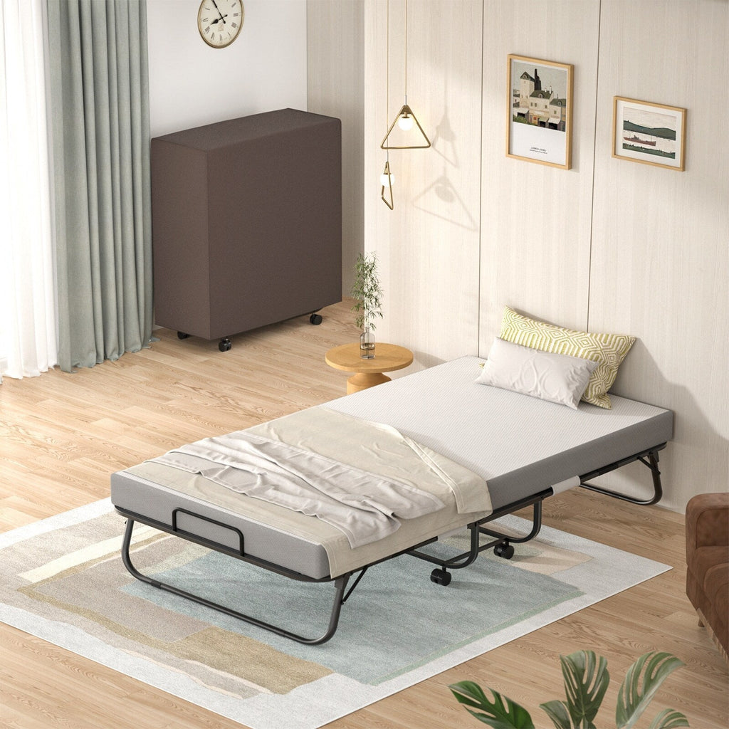 38'' Folding Bed with Mattress, Portable Foldable Bed with Storage Cover