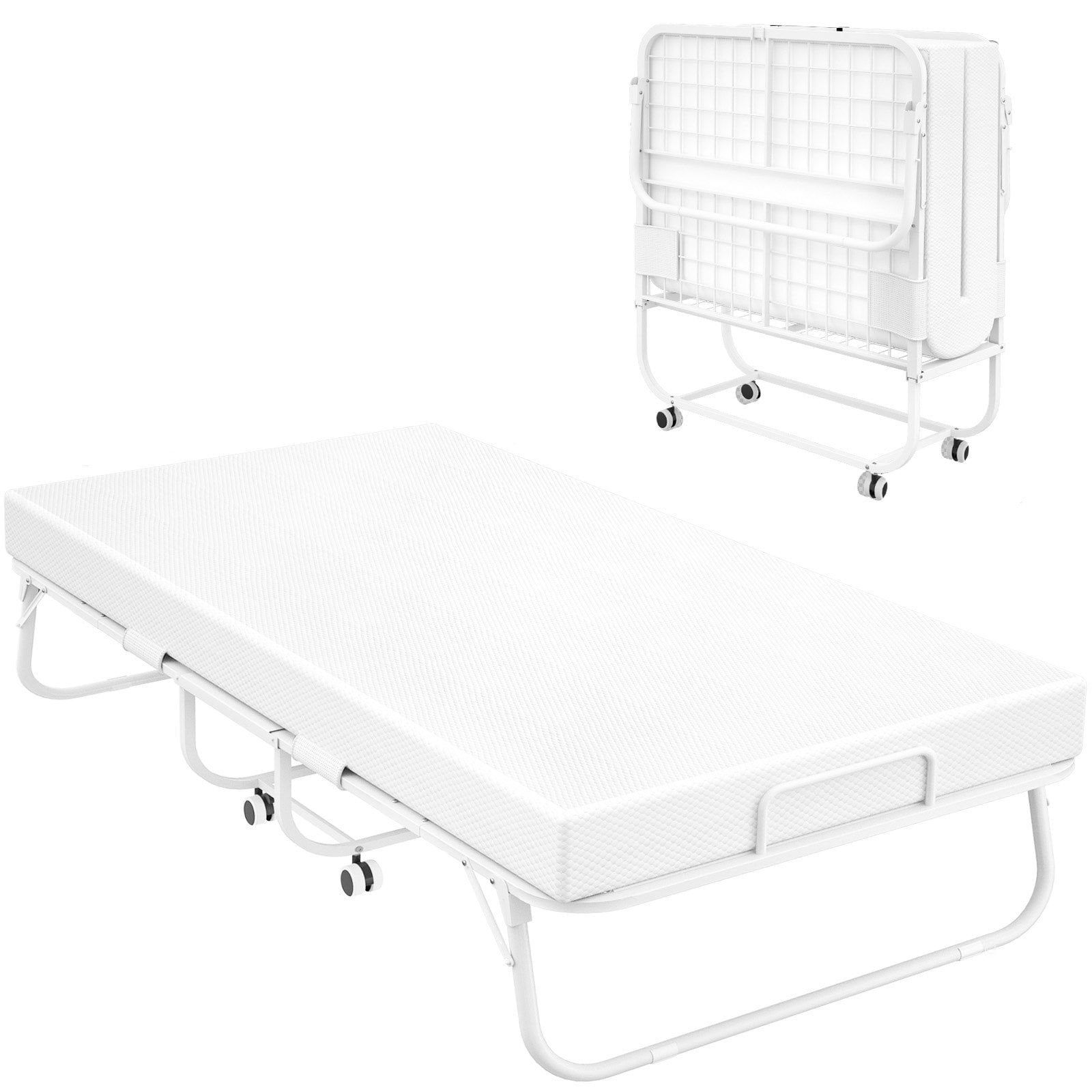 38'' Folding Bed with Mattress, Portable Foldable Bed with Storage Cover