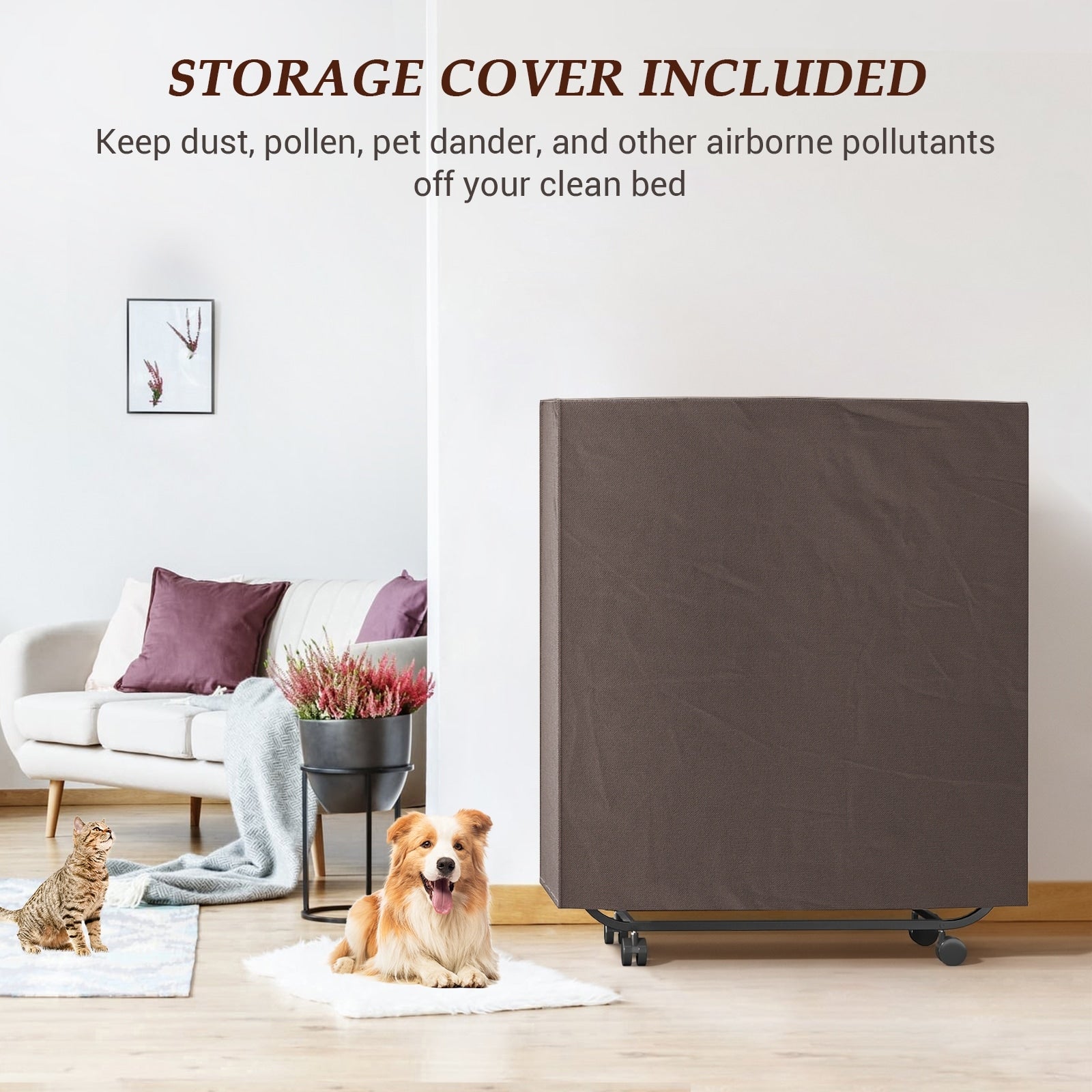 38'' Folding Bed with Mattress, Portable Foldable Bed with Storage Cover